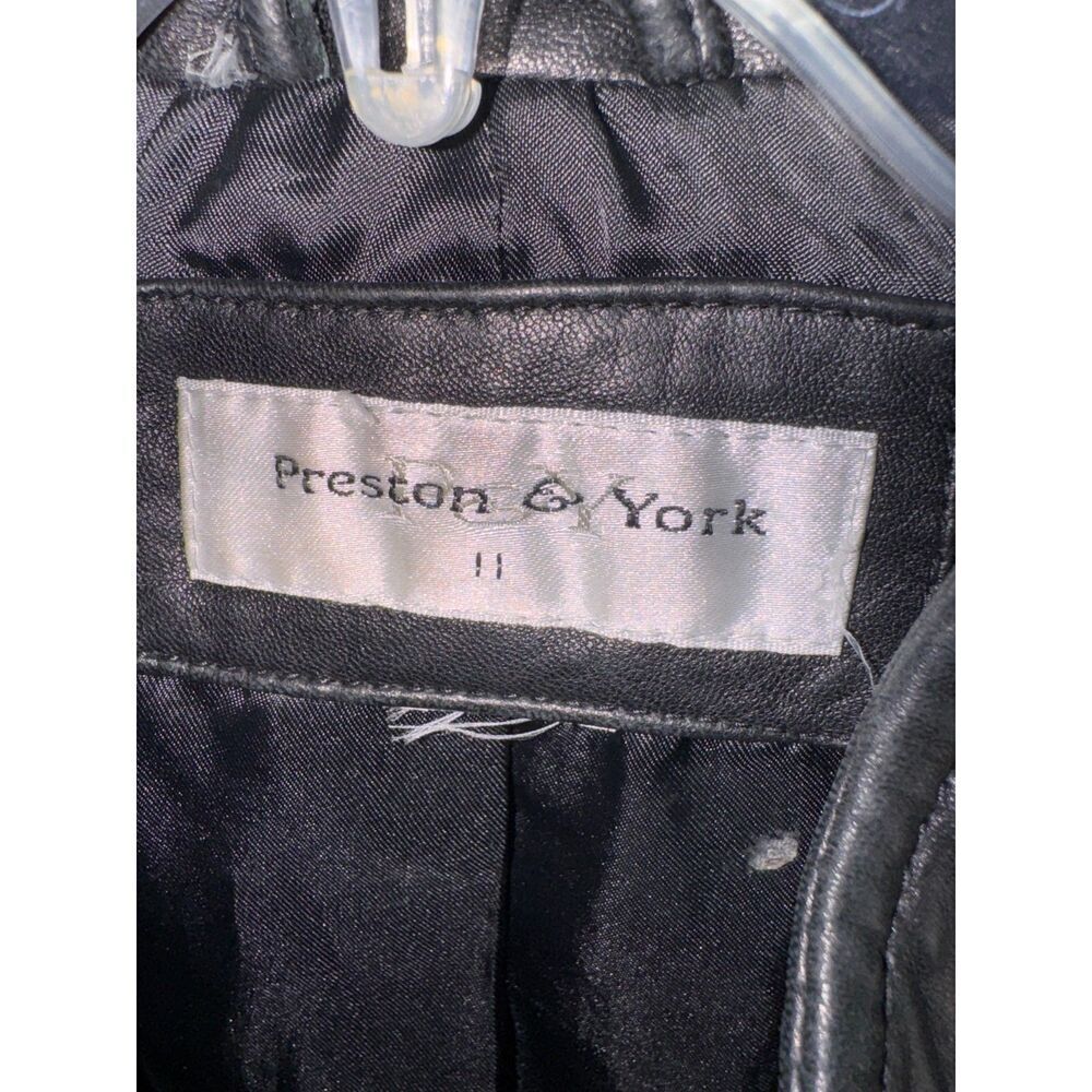 PRESTON & YORK Black Leather Long Trench Coat Women's Large - Picture 4 of 4